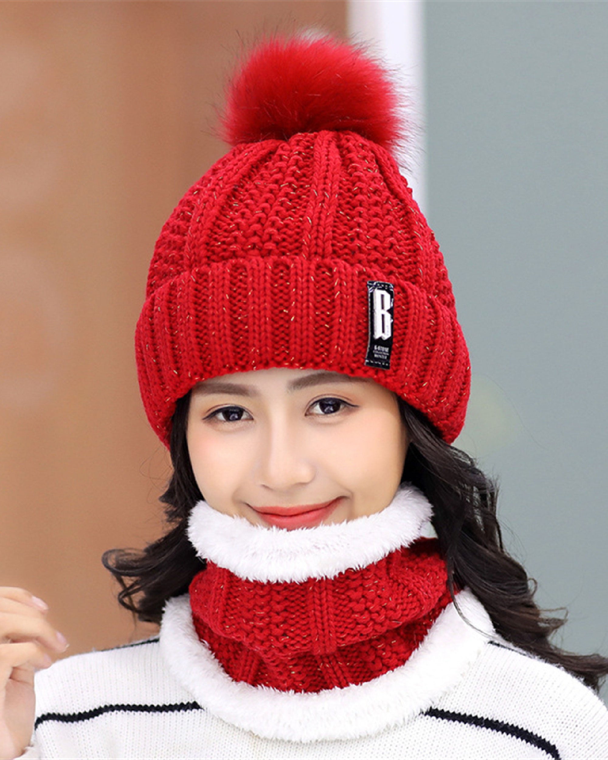 Hat and Scarf Set - Bond - Red